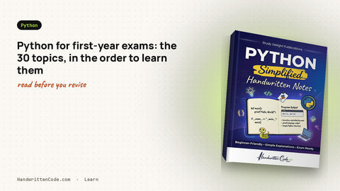 Python for first-year exams: the 30 topics, in the order to learn them