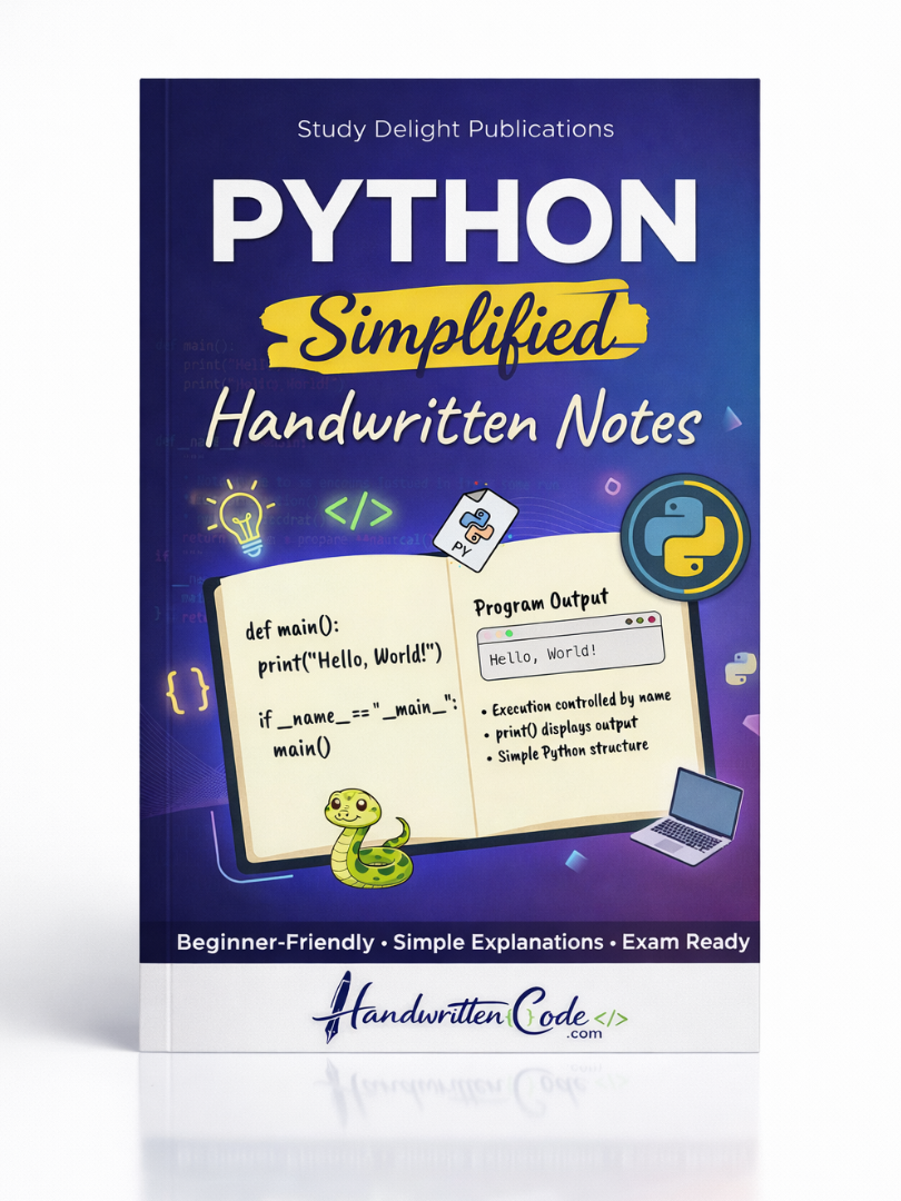 Python Simplified Handwritten Notes - Handwritten Code