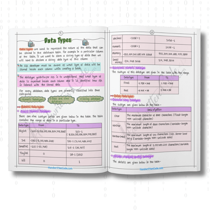 SQL Simplified Handwritten Notes