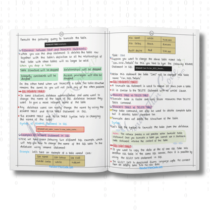 SQL Simplified Handwritten Notes