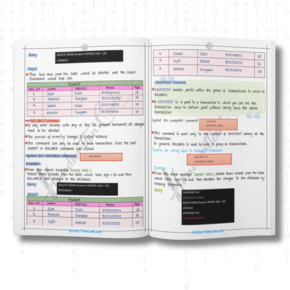 SQL Simplified Handwritten Notes