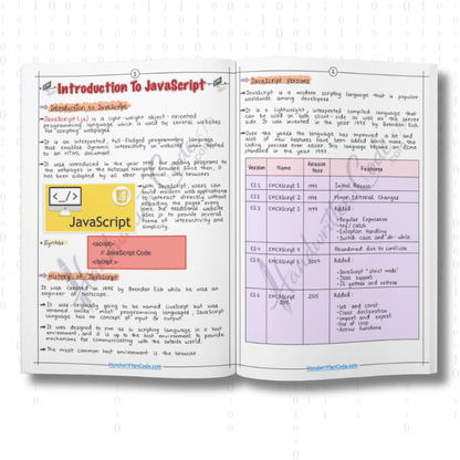 JavaScript Simplified Handwritten Notes