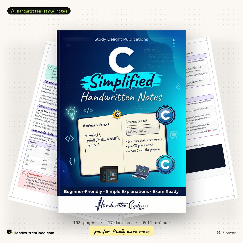 C Simplified handwritten-style notes — cover with inside pages