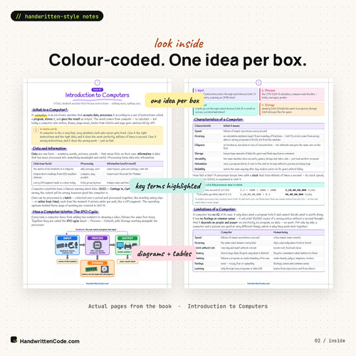 Look inside: colour-coded pages
