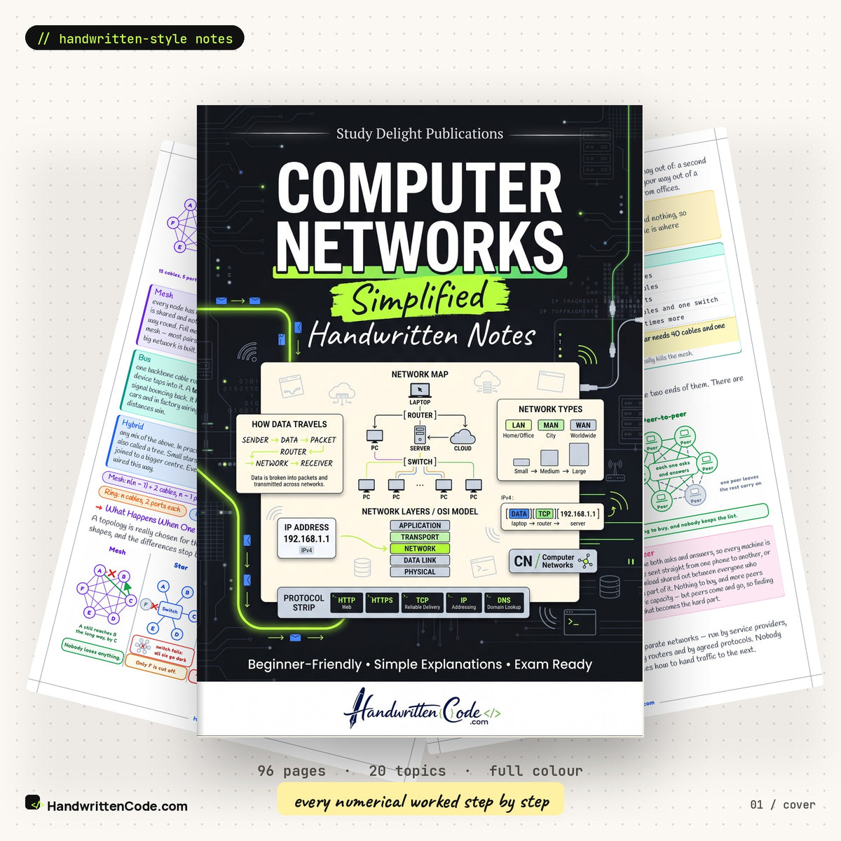 Computer Networks Simplified handwritten-style notes — cover with inside pages