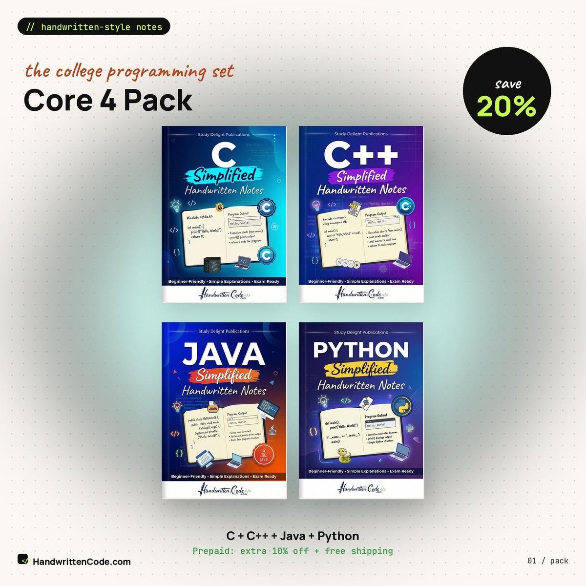 C + C++ + Java + Python pack