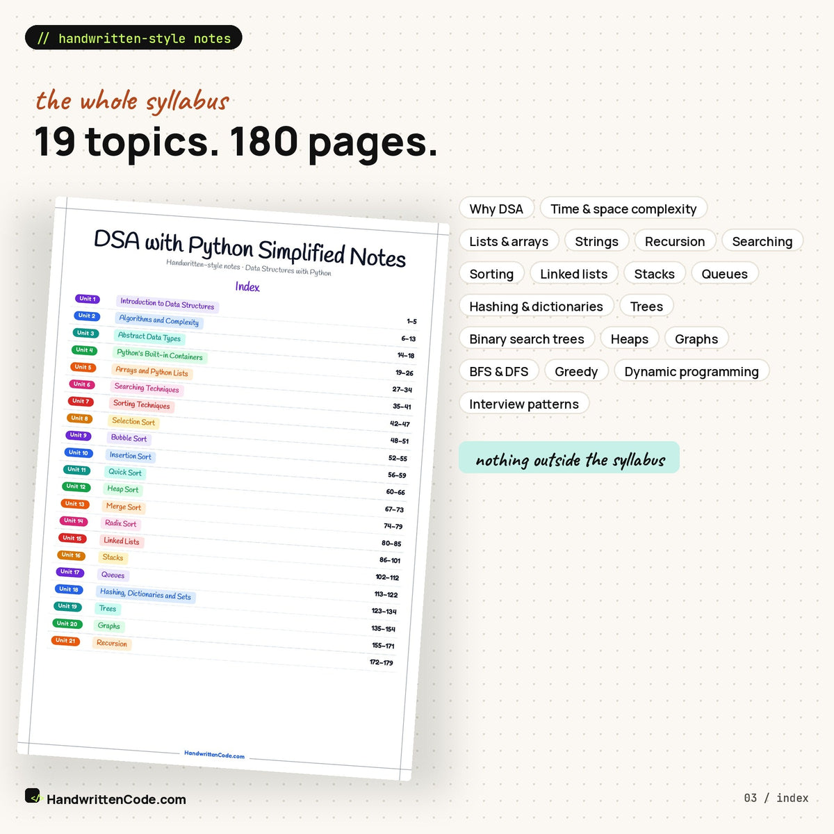 Index: 19 topics, 180 pages