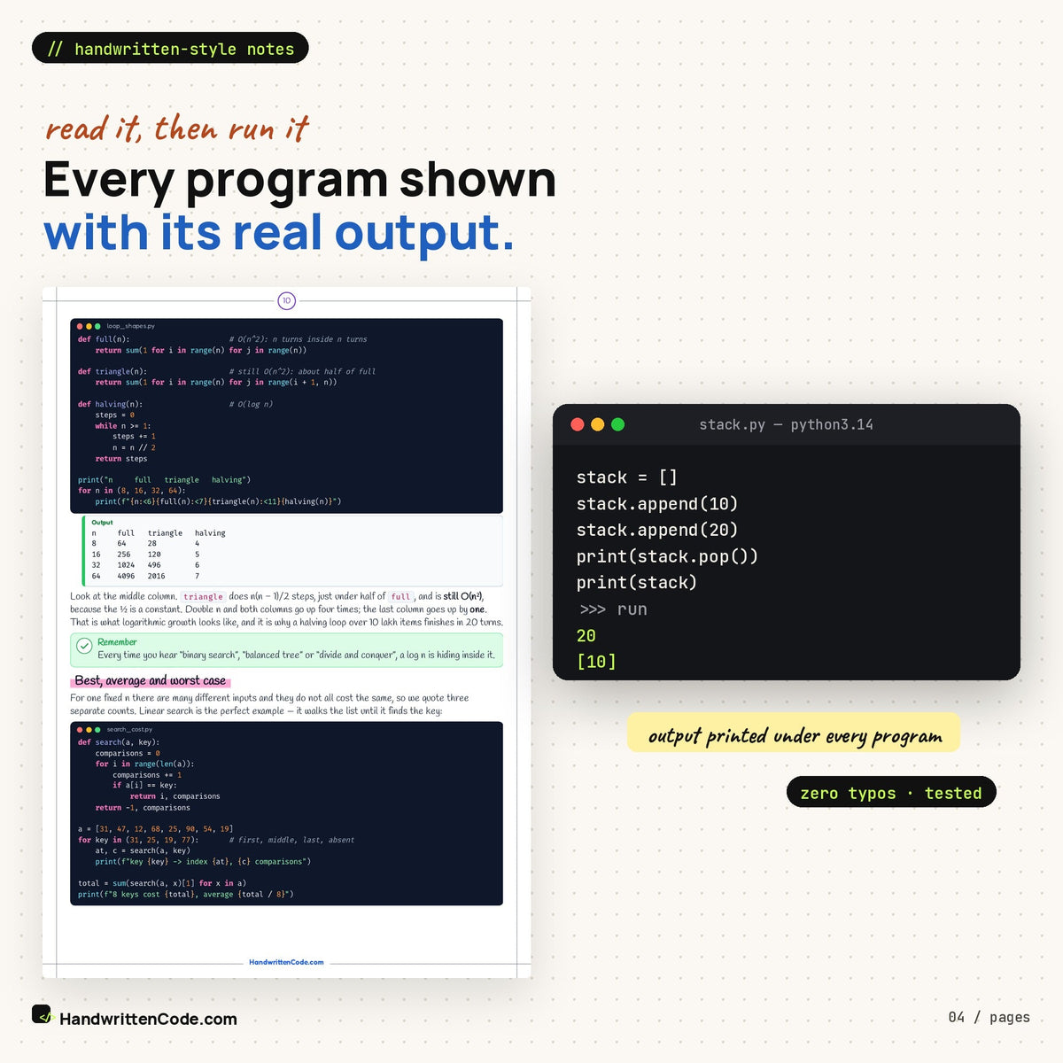 Every program shown with its real output