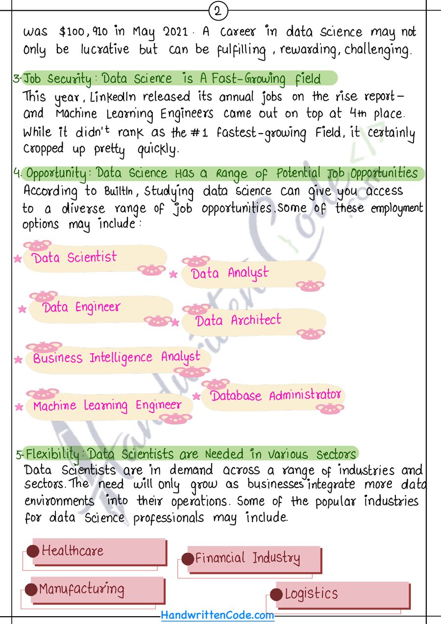 Data Science page from the book