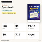 Spec sheet: 128 pages, 24 x 18 cm, 80 GSM, Python 3.14