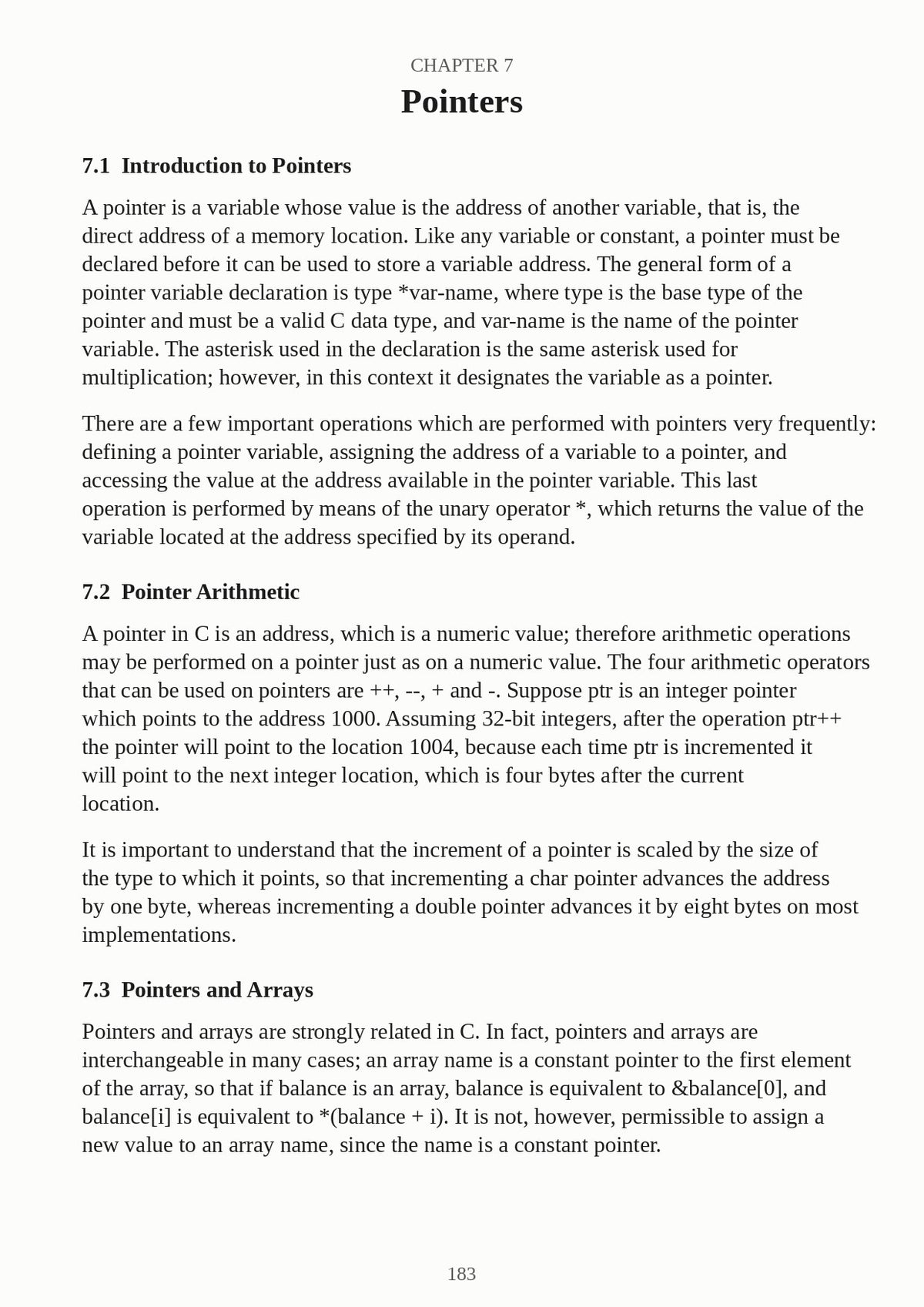 A typed C textbook page
