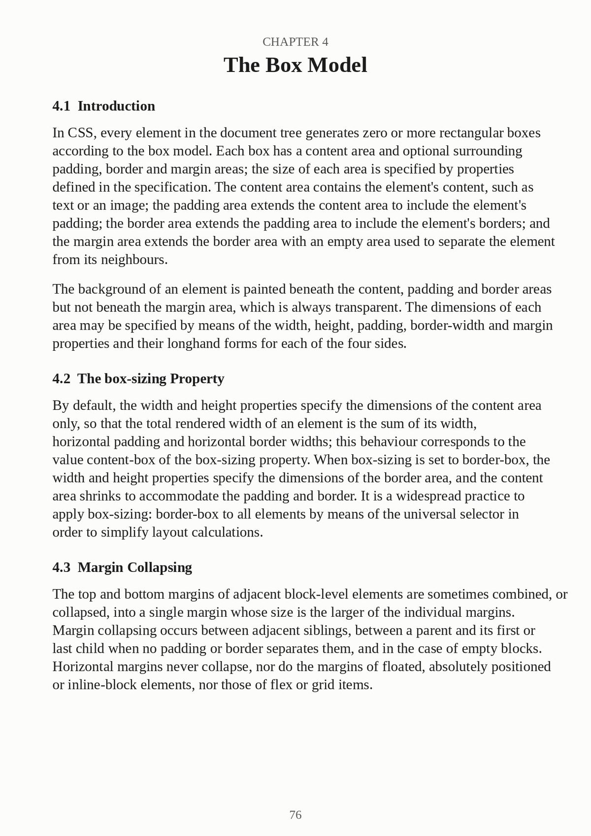 A typed CSS textbook page