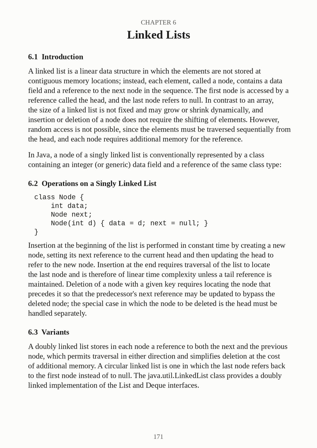 A typed DSA with Java textbook page